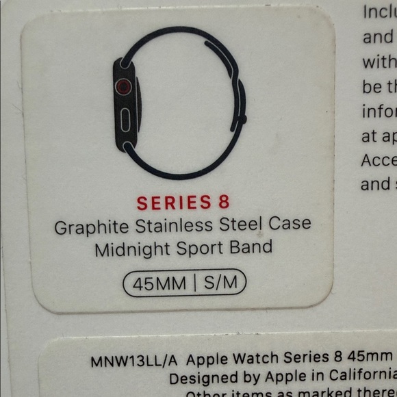Apple Watch Stainless Steel Series 8 45mm w/ Black Band S/M - Picture 3 of 12